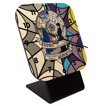 Wednesday window, Quartz Table clock in natural wood (10cm)