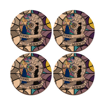 Wednesday window, ΣΕΤ x4 Σουβέρ ξύλινα στρογγυλά plywood (9cm)