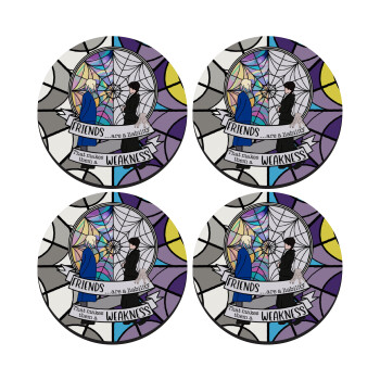 Wednesday window, ΣΕΤ 4 Σουβέρ ξύλινα στρογγυλά (9cm)