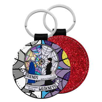 Wednesday window, Μπρελόκ Δερματίνη, στρογγυλό ΚΟΚΚΙΝΟ (5cm)