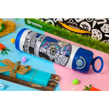 Wednesday window, Easter candle, Childrens hot water bottle, stainless steel, with safety straw, BLUE (500ml)