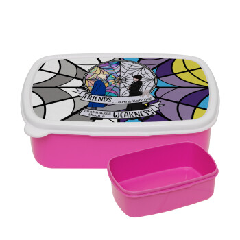 Wednesday window, ΡΟΖ παιδικό δοχείο φαγητού (lunchbox) πλαστικό (BPA-FREE) Lunch Βox M18 x Π13 x Υ6cm