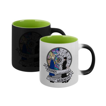 Wednesday window, Κούπα Μαγική εσωτερικό πράσινο, κεραμική 330ml που αλλάζει χρώμα με το ζεστό ρόφημα