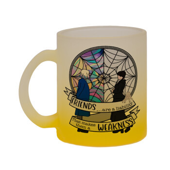 Wednesday window, Κούπα γυάλινη δίχρωμη με βάση το κίτρινο ματ, 330ml