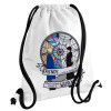 Backpack pouch GYMBAG white, with pocket (40x48cm) & thick cords