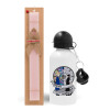 Easter Set, metallic aluminum bottle (500ml) & aromatic flat Easter candle (30cm) (PINK)