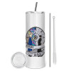 Tumbler stainless steel 600ml, with metal straw & cleaning brush