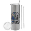 Tumbler stainless steel Silver 600ml, with metal straw & cleaning brush
