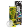 Neon Yellow Travel Tumbler, with metal straw (Stainless steel 304 Food grade, BPA free, 600ml)