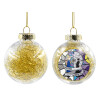 Transparent Christmas tree ball ornament with gold filling 8cm