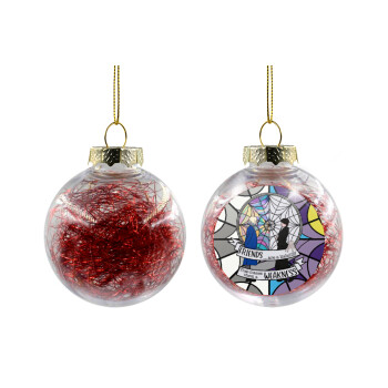 Wednesday window, Transparent Christmas tree ball ornament with red filling 8cm