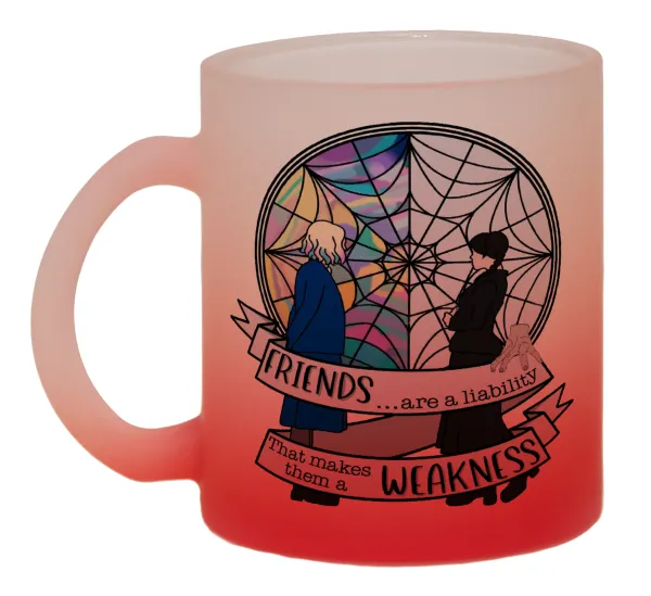 Wednesday window — Two-tone glass mug with matte red base, 330ml