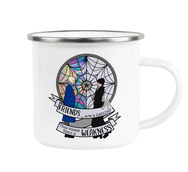 Wednesday window — Metallic enamel cup white 360ml