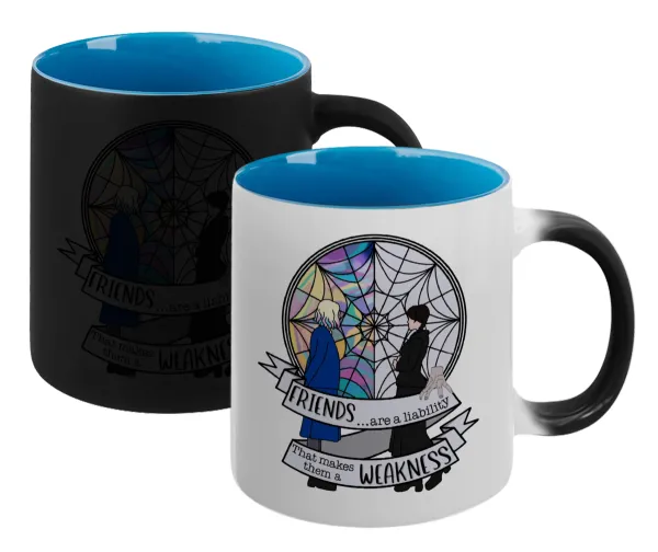 Wednesday window — Magic mug with blue interior, ceramic, 330ml, changes colour with hot drinks