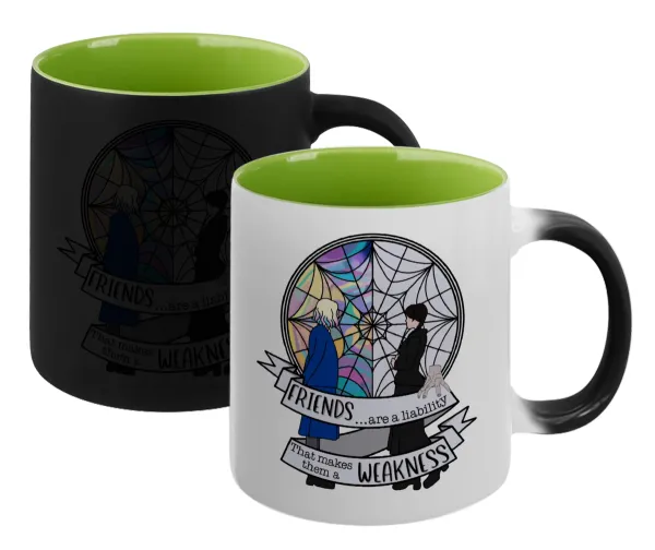 Wednesday window — Magic mug with green interior, ceramic, 330ml, changes colour with hot drinks