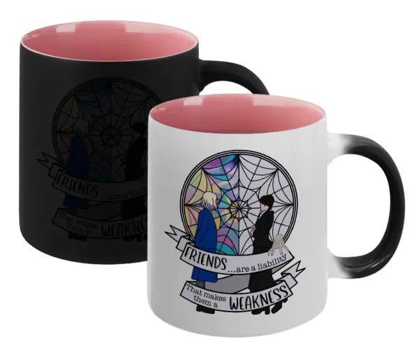 Wednesday window — Magic mug with pink interior, ceramic, 330ml, changes colour with hot drinks