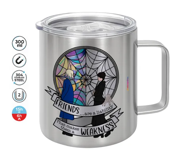 Wednesday window — Double-walled stainless steel mug 300ml with temperature-retaining lid