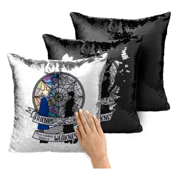 Wednesday window, Μαξιλάρι καναπέ Μαγικό Μαύρο με πούλιες 40x40cm περιέχεται το γέμισμα