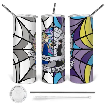 Wednesday window, Tumbler stainless steel 600ml, with metal straw & cleaning brush