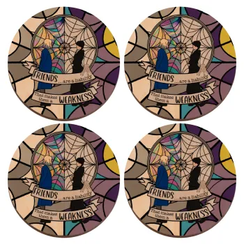 Wednesday window, ΣΕΤ x4 Σουβέρ ξύλινα στρογγυλά plywood (9cm)