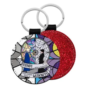 Wednesday window, Μπρελόκ Δερματίνη, στρογγυλό ΚΟΚΚΙΝΟ (5cm)