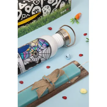 Wednesday window, Πασχαλινή Λαμπάδα με παγούρι μεταλλικό (620ml, stainless steel) & κερί αρωματικό πλακέ (30cm) (ΤΙΡΚΟΥΑΖ)