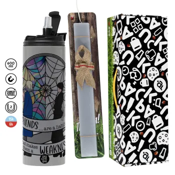 Wednesday window, Πασχαλινή Λαμπάδα με Travel Tumbler θερμό (600ml, BPA free) & κερί αρωματικό πλακέ (30cm) (ΓΚΡΙ)