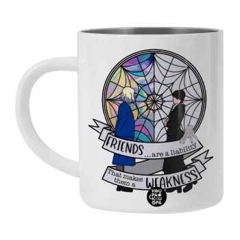 Wednesday window, Λευκή Ανοξείδωτη Μεταλλική Κούπα 450ml - Διπλού Τοιχώματος 