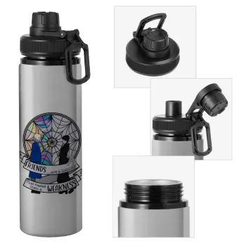 Wednesday window, Metallic water bottle with safety cap, 850ml aluminum