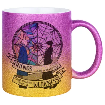 Wednesday window, Κούπα Χρυσή/Ροζ Glitter, κεραμική, 330ml