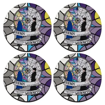 Wednesday window, SET of 4 round wooden coasters (9cm)