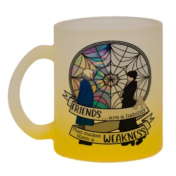 Wednesday window, Κούπα γυάλινη δίχρωμη με βάση το κίτρινο ματ, 330ml