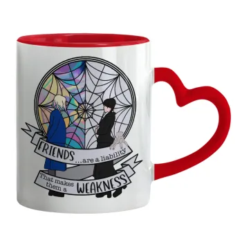Wednesday window, Mug heart red handle, ceramic, 330ml