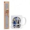 Easter Set, Ceramic Cup (330ml) & Easter aromatic flat candle (30cm) (GRAY)