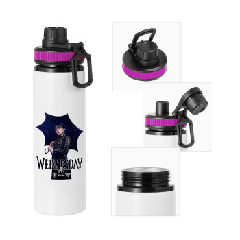 Wednesday rain, Μεταλλικό παγούρι νερού με καπάκι ασφαλείας, αλουμινίου 850ml