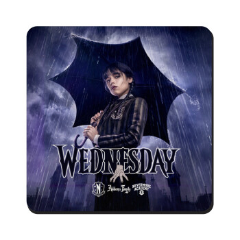 Wednesday rain, Τετράγωνο μαγνητάκι ξύλινο 9x9cm