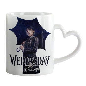Wednesday rain, Mug heart handle, ceramic, 330ml