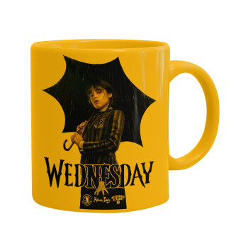 Wednesday rain, Ceramic coffee mug yellow, 330ml