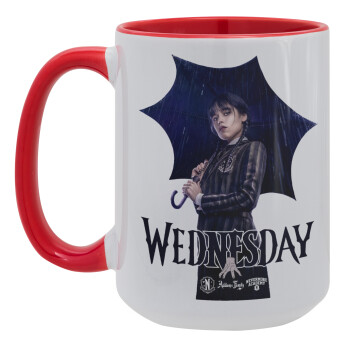 Wednesday rain, Κούπα Mega 15oz, κεραμική Κόκκινη, 450ml