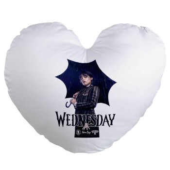 Wednesday rain, Μαξιλάρι καναπέ καρδιά 40x40cm περιέχεται το  γέμισμα