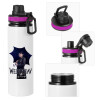 Metallic water bottle with safety lid, 850ml aluminum