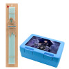 Easter Set, children's snack container BLUE & Easter aromatic flat candle (30cm) (TURQUOISE)