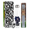 Easter candle, metallic white thermos bottle (500ml) & aromatic flat candle (30cm) (GRAY)