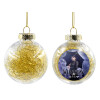 Transparent Christmas tree ball ornament with gold filling 8cm