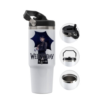 Wednesday rain, 30oz stainless Steel Tumbler with Handle