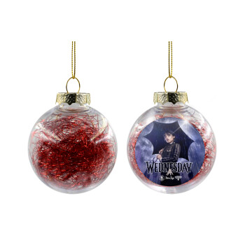 Wednesday rain, Transparent Christmas tree ball ornament with red filling 8cm