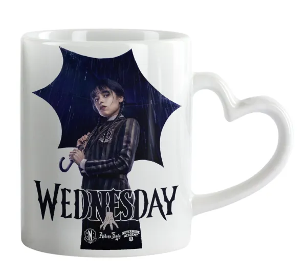 Wednesday rain — Mug heart handle, ceramic, 330ml
