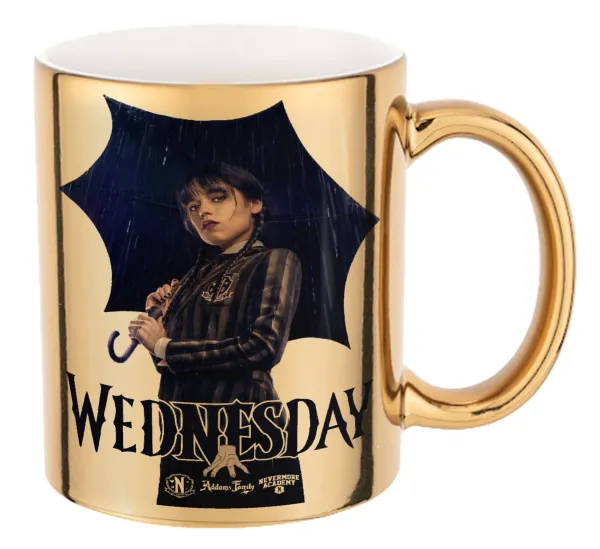 Wednesday rain — Mug ceramic, gold mirror, 330ml