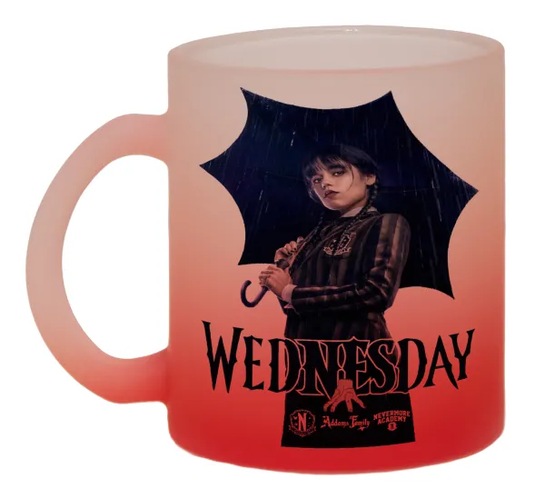 Wednesday rain — Κούπα γυάλινη δίχρωμη με βάση το κόκκινο ματ, 330ml