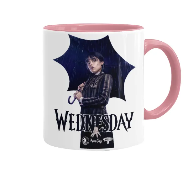 Wednesday rain — Κούπα χρωματιστή ροζ, κεραμική, 330ml